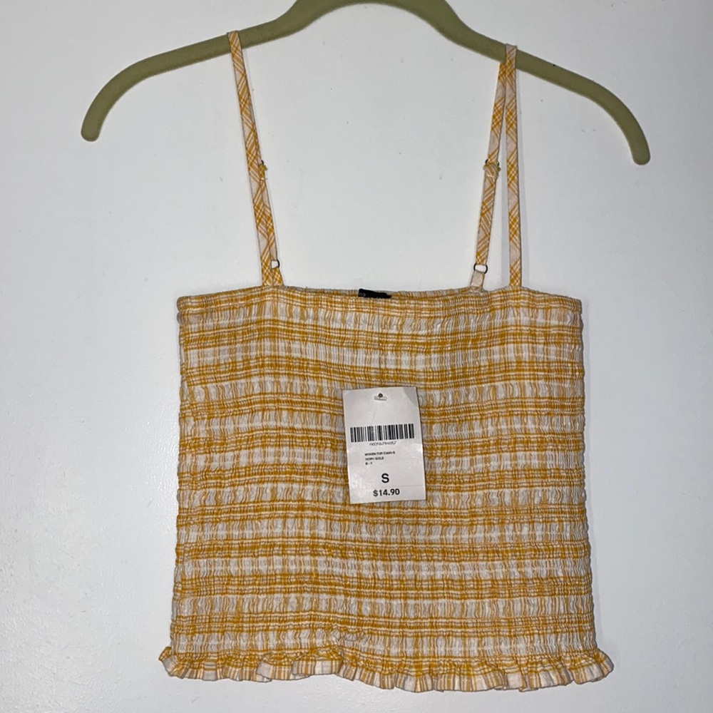 NWT forever 21 yellow and white tank top sz s